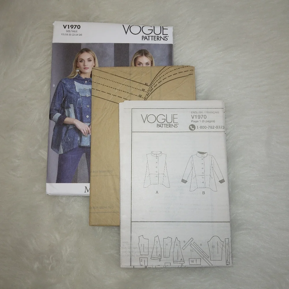 VOGUE V1970 Sz 18-26 Semi-fitted Vest And Jacket By Marcy Tilton